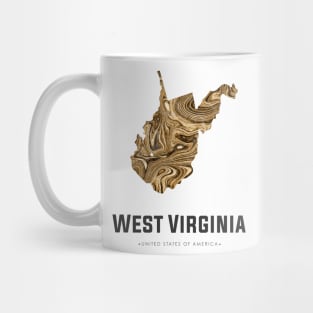 west virginia state map abstract golden brown Mug